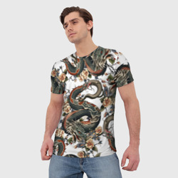 Мужская футболка 3D Тату японский дракон - фото 2