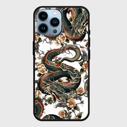 Чехол для iPhone 14 Pro Max Тату японский дракон