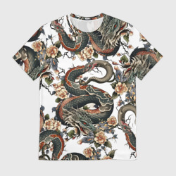 Мужская футболка 3D Тату японский дракон