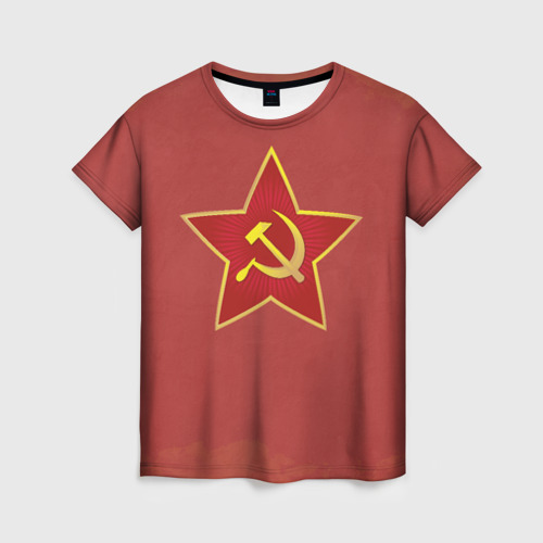Женская футболка 3D с принтом Советская звезда, вид спереди #2