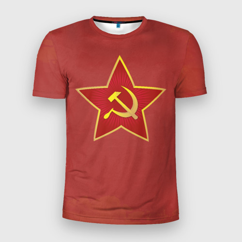 Мужская футболка 3D Slim с принтом Советская звезда, вид спереди #2
