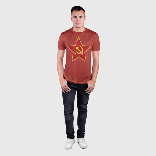 Мужская футболка 3D Slim с принтом Советская звезда, вид сбоку #3