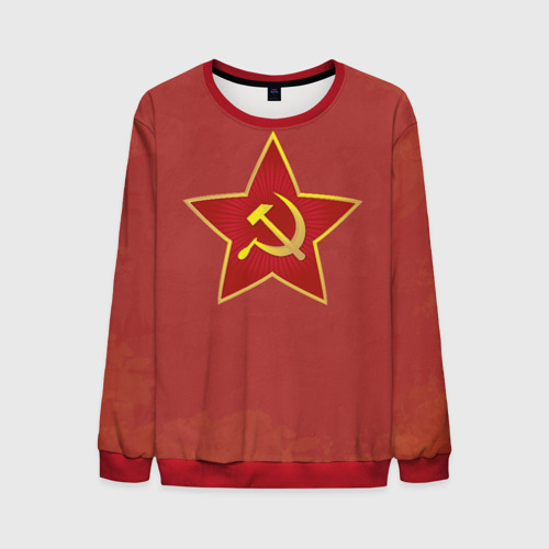 Мужской свитшот 3D с принтом Советская звезда, вид спереди #2
