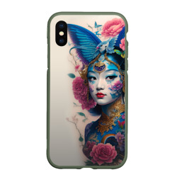 Чехол для iPhone XS Max матовый Japan girl - tattoo art