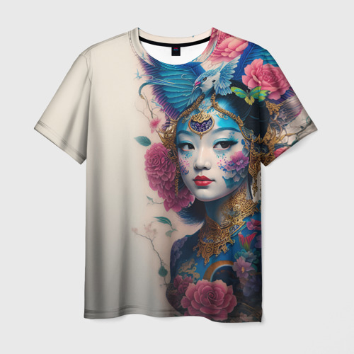 Мужская футболка 3D Japan girl - tattoo art, цвет 3D печать