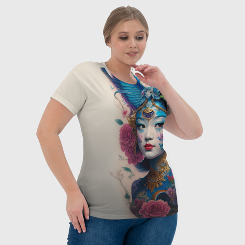 Женская футболка 3D Japan girl - tattoo art, цвет 3D печать - фото 6