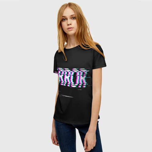 Женская футболка 3D с принтом Error glitch, фото на моделе #1