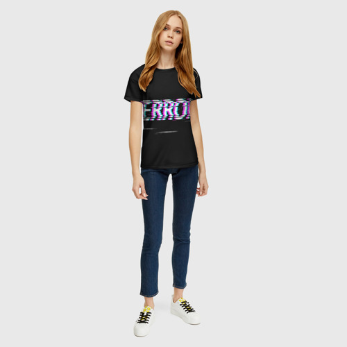 Женская футболка 3D с принтом Error glitch, вид сбоку #3