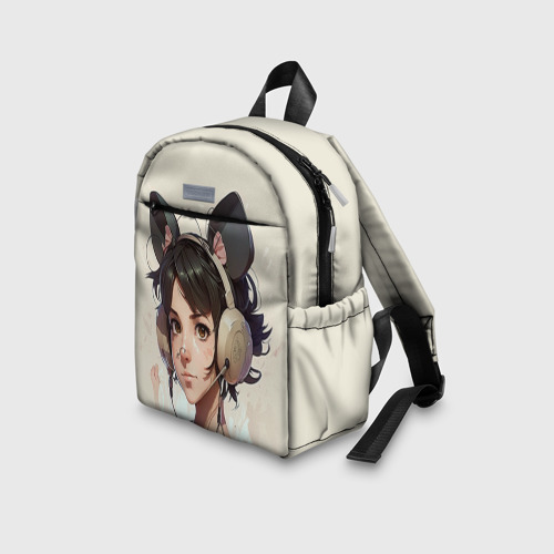 Детский рюкзак 3D с принтом Девушка в стиле аниме с ушками, вид сбоку #3