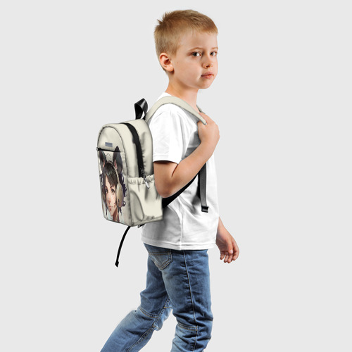 Детский рюкзак 3D с принтом Девушка в стиле аниме с ушками, вид сзади #1