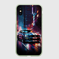 Чехол для iPhone XS Max матовый Форд мустанг в ночи тройная скорость