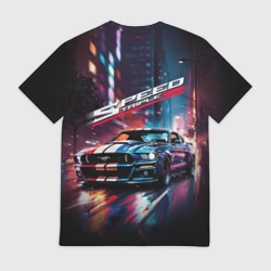 Мужская футболка 3D Форд мустанг в ночи тройная скорость