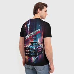 Мужская футболка 3D Форд мустанг в ночи тройная скорость - фото 2