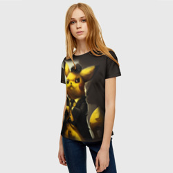 Женская футболка 3D Пикачу в строгом костюме - фото 2