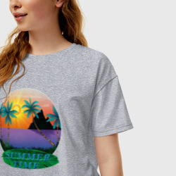 Женская футболка хлопок Oversize Солнце, море, пальмы - фото 2