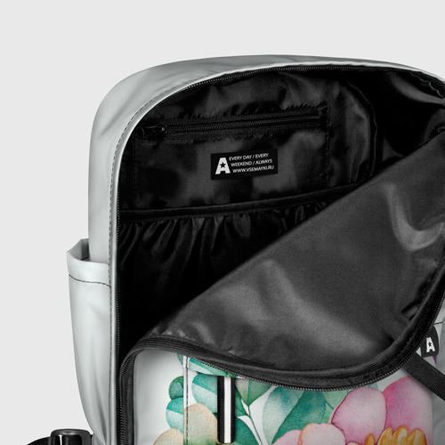 Женский рюкзак 3D с принтом Цветы нарисованные акварелью - снизу, фото #5