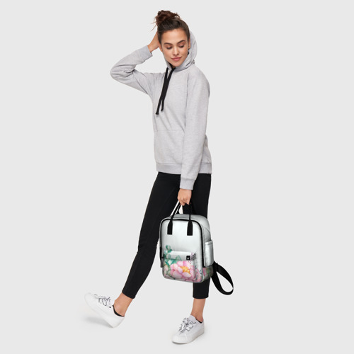 Женский рюкзак 3D с принтом Цветы нарисованные акварелью - снизу, фото #4