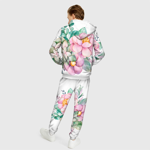 Мужской 3D костюм с принтом Пастельные цветы - посередине, вид сзади #2