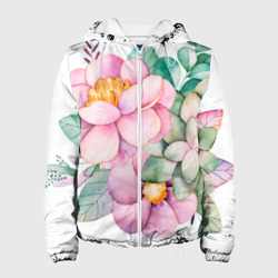 Пастельные цветы - посередине – Женская куртка 3D с принтом купить со скидкой в -10%