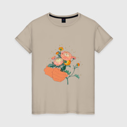 Сияющие хризантемы – Женская футболка хлопок с принтом купить со скидкой в -20%