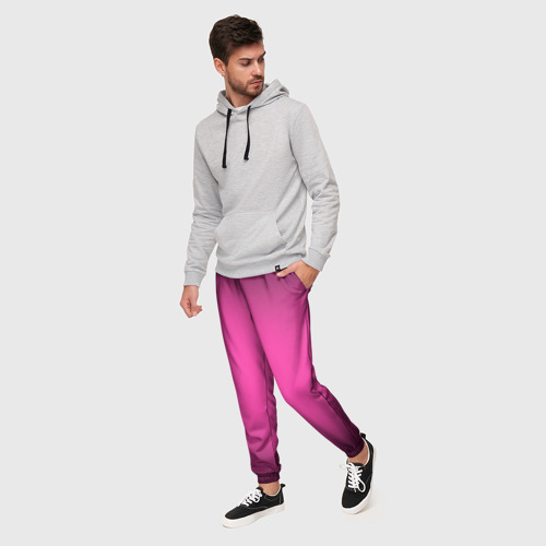 Мужские брюки 3D Кислотный розовый с градиентом, цвет 3D печать - фото 3