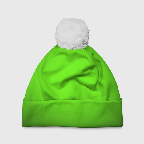 Шапка 3D c помпоном Кислотный зеленый с градиентом, цвет 3D печать