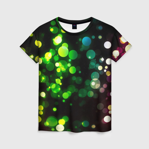 Женская футболка 3D с принтом Разноцветные блики, вид спереди #2
