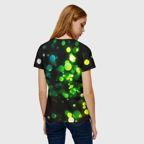 Женская футболка 3D с принтом Разноцветные блики, вид сзади #2