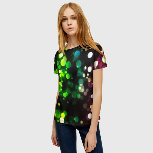 Женская футболка 3D с принтом Разноцветные блики, фото на моделе #1