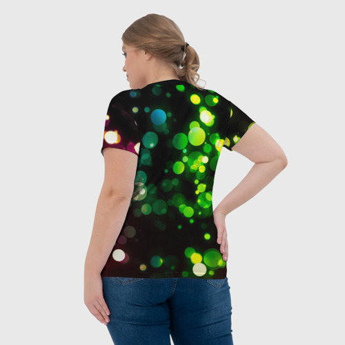Женская футболка 3D с принтом Разноцветные блики, вид сзади #2