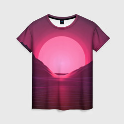 Женская футболка 3D Неоновый закат