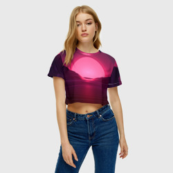 Женская футболка Crop-top 3D Неоновый закат - фото 2