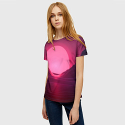 Женская футболка 3D Неоновый закат - фото 2