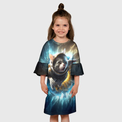 Детское платье 3D Кот космонавт и взрыв звезды - фото 2