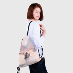 Рюкзак с принтом Horizon зима для любого человека, вид спереди №4. Цвет основы: белый