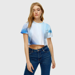 Женская футболка Crop-top 3D Светлые синие и голубые волны - фото 2