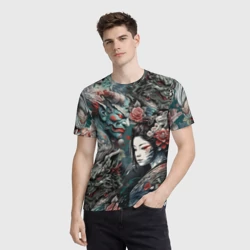 Мужская футболка 3D Мифические существа Японии - фото 2