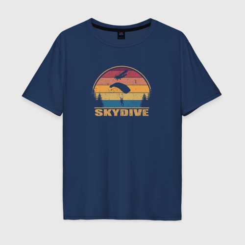 Мужская футболка хлопок Oversize Skydive спорт настоящих экстремалов, цвет темно-синий