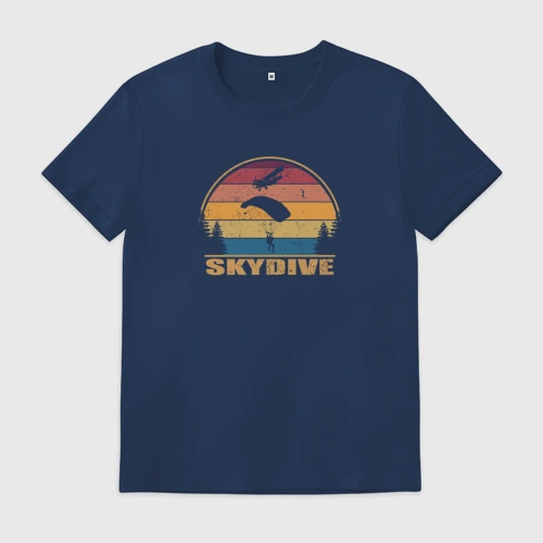 Мужская футболка хлопок с принтом Skydive спорт настоящих экстремалов, вид спереди #2