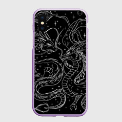 Чехол для iPhone XS Max матовый Дракон - унесенные призраками: тату на черном