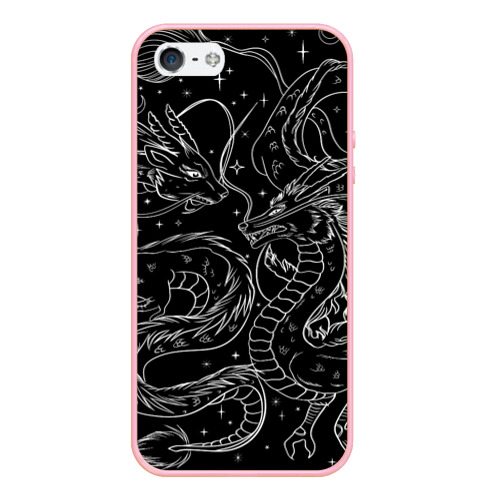 Чехол для iPhone 5/5S матовый Дракон - унесенные призраками: тату на черном, цвет баблгам