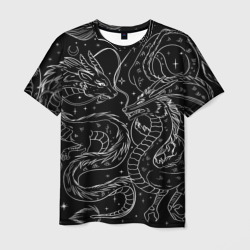 Мужская футболка 3D Дракон - унесенные призраками: тату на черном