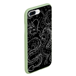 Чехол для iPhone 7Plus/8 Plus матовый Дракон - унесенные призраками: тату на черном - фото 2