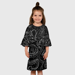 Детское платье 3D Дракон - унесенные призраками: тату на черном - фото 2
