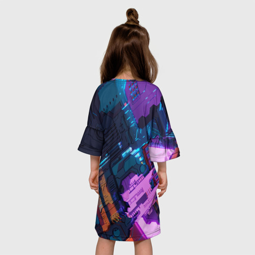 Детское платье 3D с принтом Разноцветная материнская плата, вид сзади #2