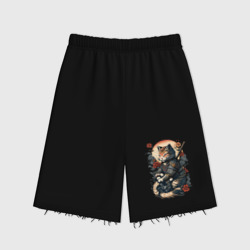 Женские шорты oversize футер хлопок Самурай кот
