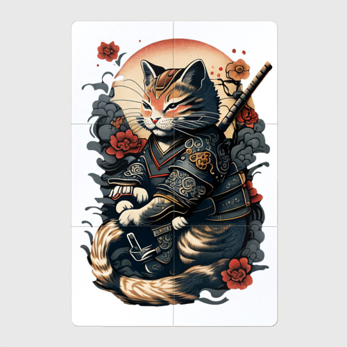Магнитный плакат 2x3 с принтом самурай кот, вид спереди №1