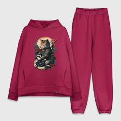 Женский костюм хлопок Oversize Самурай кот