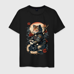 Мужская футболка хлопок Самурай кот