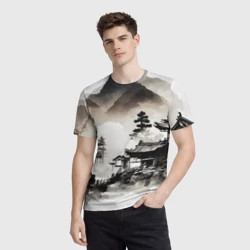 Мужская футболка 3D Японская деревушка - фото 2